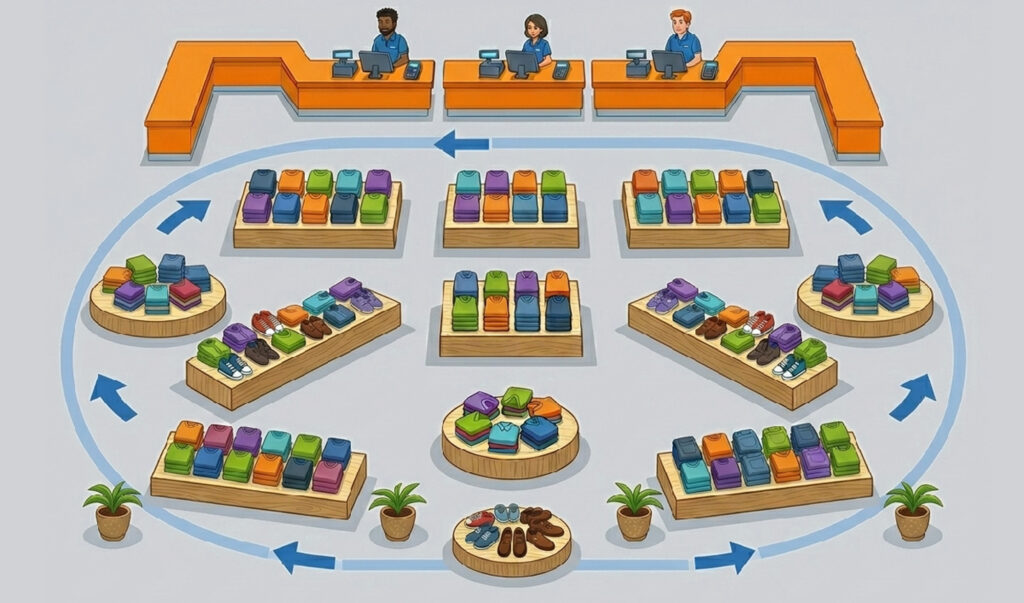 racetrack store design