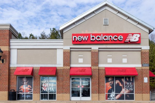 Front view of the New Balance store located in Buford, GA. Buford, USA - Jan 17th 2021: Front view of the New Balance store located in Buford, GA.